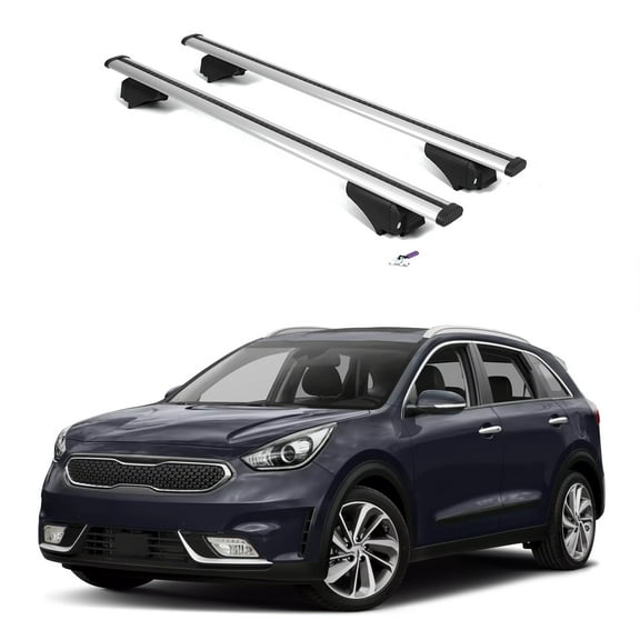 ERKUL Roof Rack Cross Bars for Kia NIRO 2016-2022 | Aluminum Crossbars with Anti Theft Lock for Rooftop | Compatible with Flush Rails - Silver