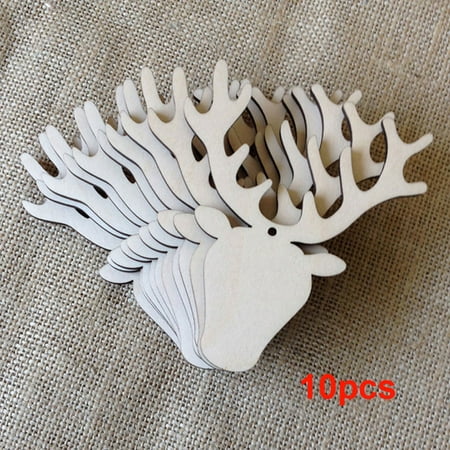 10pcs Christmas Tree Decorations Wooden Pendants Crafts Scene Layout Hanging Ornaments Party Wedding Holiday