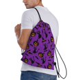 thumbnail image 3 of Drawstring Backpack - halloween cat bat Splash Proof Small Drawstring Gym Bag for Women Men, Cinch Sports String Bag Backpack for Travel Swimming Beach, 3 of 8