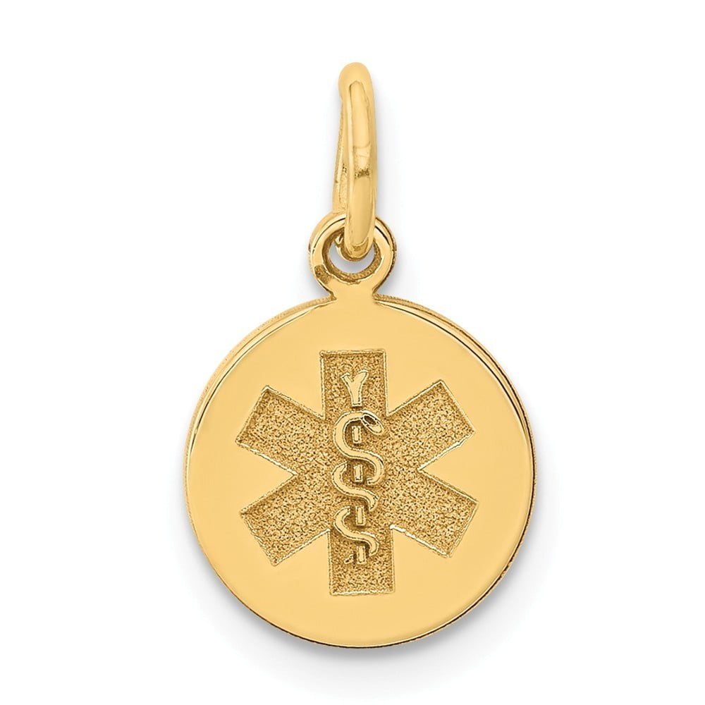 Jewelry 14k Yellow Gold Medical Jewelry Unenameled Pendant .7 Grams