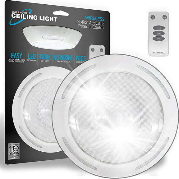 Bell Howell Ceiling Light Wireless Motion Activated Battery Ceiling Light with Control