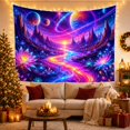 thumbnail image 3 of Ringed Planet Over River and Lotus Valley, Adventurous Psychedelic for Space Lovers, Alien Landscape Art, Housewarming Gift, Tapestry Wall Hanging for Bedroom, Studio and Dorm, 3 of 7
