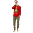 thumbnail image 2 of KelaJuan Christmas Family Pajamas Matching Set, Long Sleeve Tree Print T-shirt with Striped Pants Sleepwear Loungewear, 2 of 6