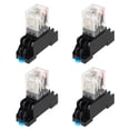 thumbnail image 1 of Uxcell 4 Set Relé de potencia electromagnético DC24V, relé de bobina de 10A con indicador LED y base de zócalo DPDT 2NO 2NC para sistemas industriales, electrodomésticos y rieles DIN, 1 of 6