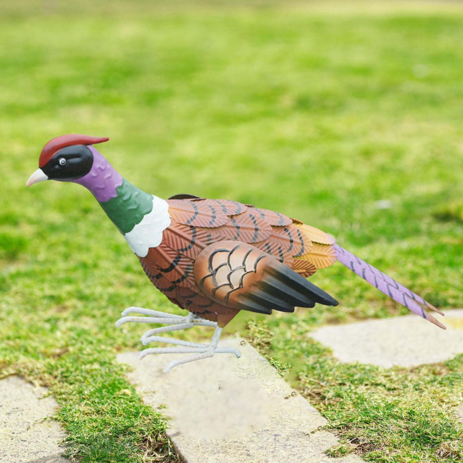 simhoa Garden Statue Pheasant Sculpture Housewarming Gift Iron Lifelike Sturdy Animal Figurine Lawn Ornament for Porch Lawn Garden