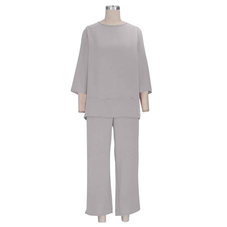 Dazajoo Womens 2 Piece Outfits Lounge Set 3/4 Batwing Sleeve Crew