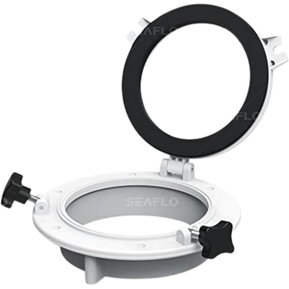 SEAFLO Round Porthole Window with ABS Plastic & Tempered Glass for Boat, Yacht, Marine Applications (White, 10.5")