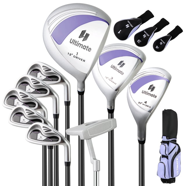 Costway Ensemble Complet de Clubs de Golf pour Dames et Femmes 10 Pcs Comprend un Conducteur en Alliage Violet