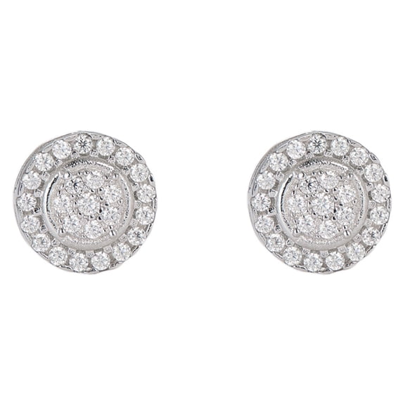 KIJ 0.26 Carat Round Double Halo Moissanite Stud Earrings,925 Sterling Silver Rhodium Plated VVS1 Gra Certified Hypoallergenic Gifts for Men Women