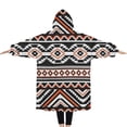 thumbnail image 2 of Oversized Wearable Blanket Hoodie,Boho Orange and Black Geometric Ethnic Pattern Sherpa Blanket Hoodie with Super Pockets,Super Warm Fuzzy Pullover for Women & Men, 2 of 6