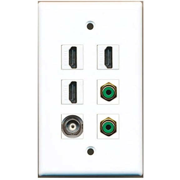 RiteAV - 3 HDMI 2 Port RCA Green 1 Port BNC Wall Plate