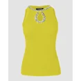 thumbnail image 6 of CHICME Tank Tops for Women Rhinestone Solid Color Keyhole Collar Sleeveless Sequin Knit Ribbed Slim Basic Top Yellow-M, 6 of 8