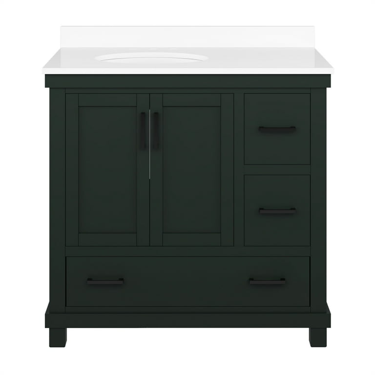 greenfrash ダークブラウン36 Buntz 36in Forest Green Single Sink Bathroom Vanity | Whalen