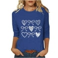 thumbnail image 3 of RKSTN Valentines Gift 3/4 Length Sleeve Womens Tops Oversized Crewneck Valentine Day Loves Heart Graphic Print Short Sleeve T Shirt Womens Casual Plus Size Round Neck Three Quarter Sleeve Tee Shirt, 3 of 6