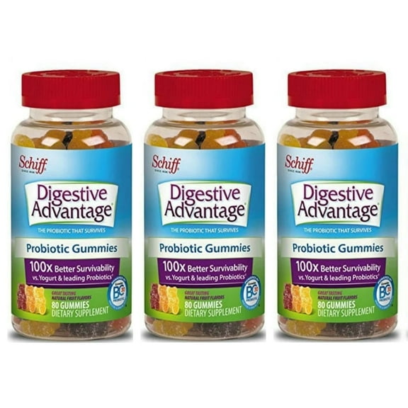 Digestive Advantage Daily Probiotic Gummies For Digestive Health, Gut Health & Immune Support, Probiotics For Men and Women (80ct) - Delicious Natural Fruit Flavor* (Pack of 3)