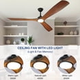 thumbnail image 3 of DingLiLighting 60" Modern Indoor Ceiling Fan with Dimmable LED Light Remote Control, 3-Blade Wood Ceiling Fan, Outdoor Ceiling Fan for Farmhouse,Living Room, Bedroom, Porch,Patios,Walnut, 3 of 8