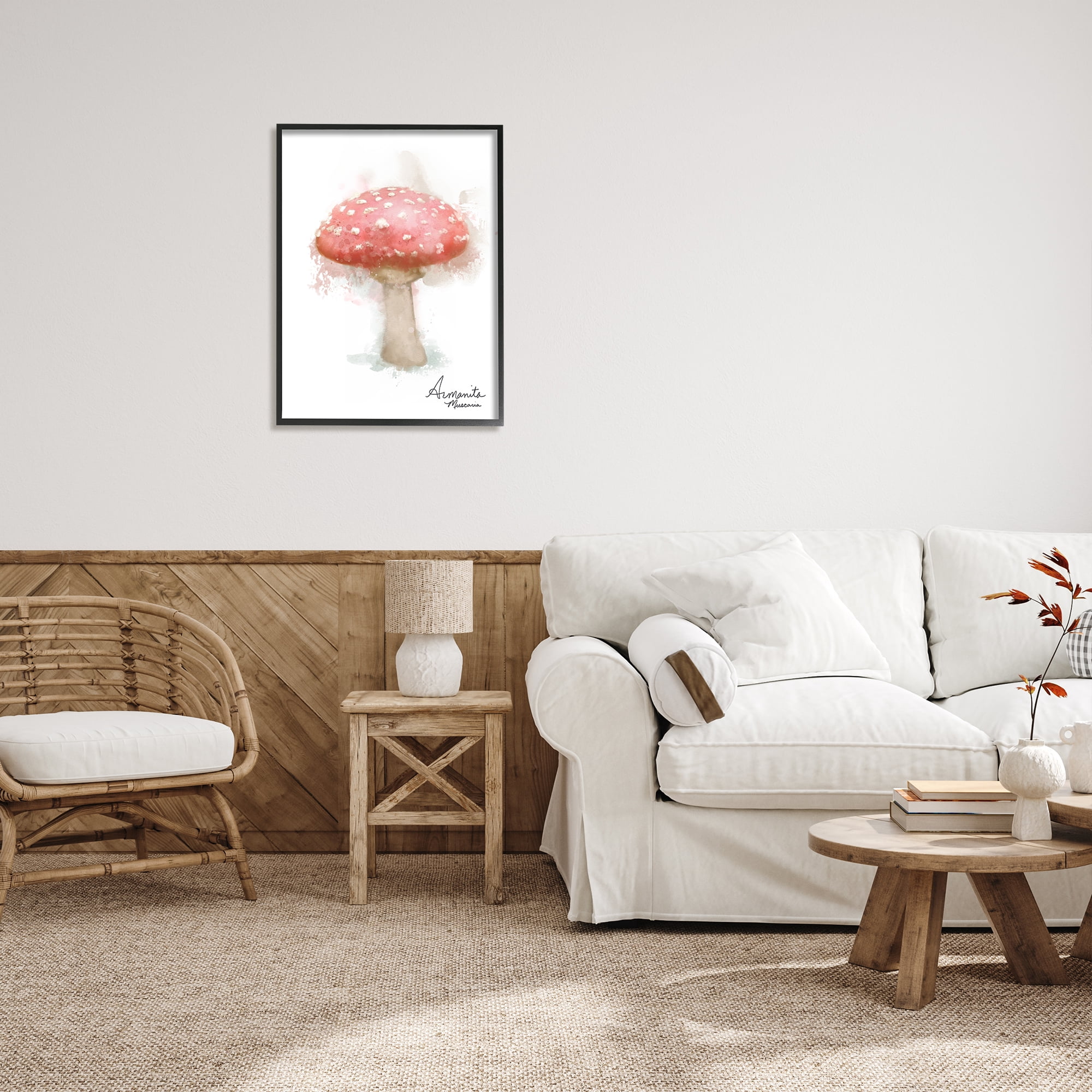 Stupell Industries Abstract Amanita Mushroom Botanical & Floral Painting Black Framed Art Print Wall Art, 24 x 30