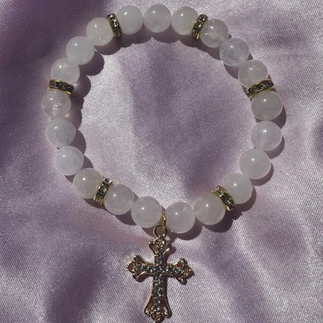 Joyería de moda Pulseras de cuentas personalizadas Hello Kitty Charm Love Piedra natural Pulsera de cristal de enlace cristiano personalizada para mujer
