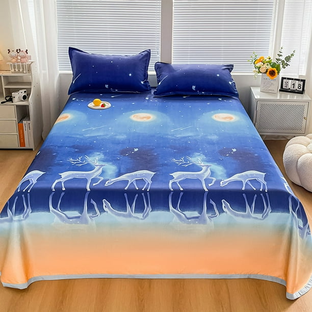 Juegos de cubrecamas y colchas Juego de cama de seda de hielo de tres piezas Sábanas suaves y transpirables Sábanas y fundas de almohada de seda lujosas Patrones realistas e interesantes Combinación d