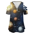 thumbnail image 4 of Solar System Womens Summer V Neck Zipper Top Short Sleeve T Shirt Off Shoulder Top Casual Classy Loose Shirts, 4 of 7