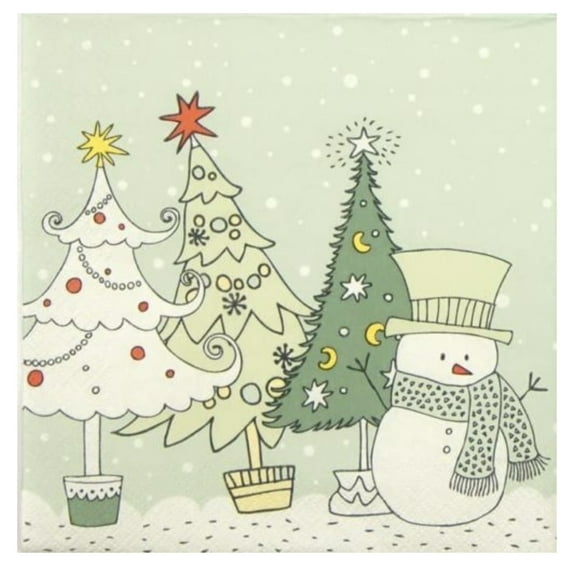 Keep Unique Christmas Snowman Disposable Decoupage Luncheon Party Napkins, Assorted Color, 20/Pack