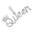 thumbnail image 4 of 10K White Gold Round Diamond Crown Queen Statement Pendant 0.65" Charm 1/6 CT., 4 of 6