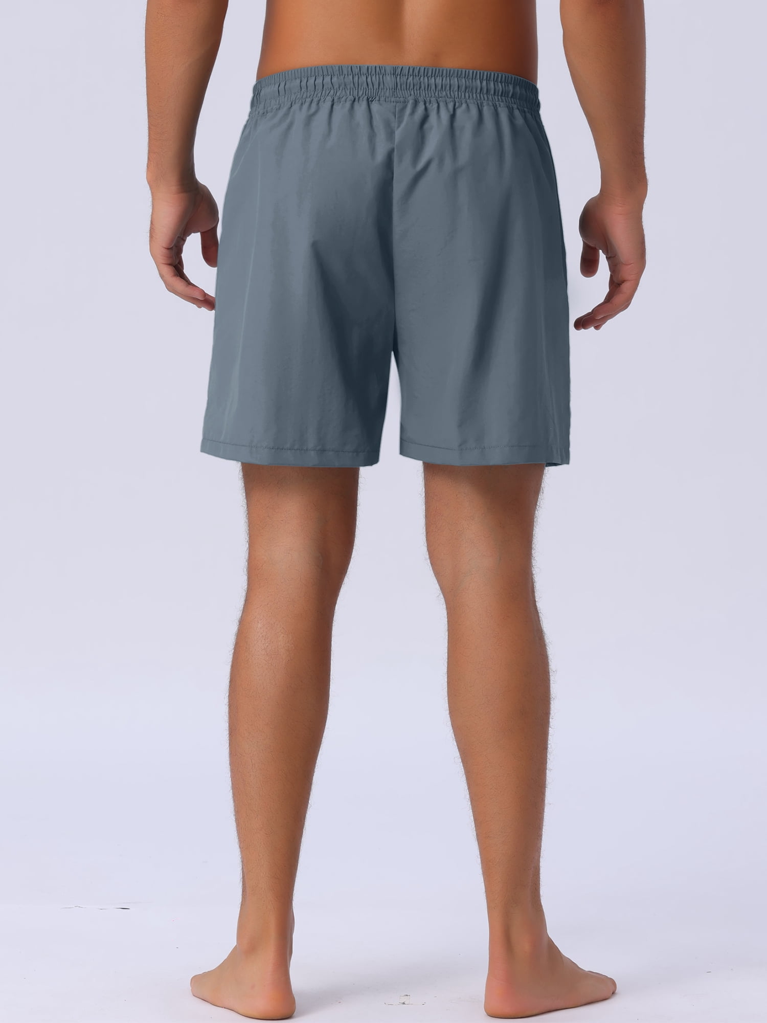 DARING DIVA Men's Elastic Waist Drawstring Mesh Lining Beach Shorts 36 Gray