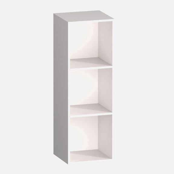 VAFHYLLIS White 3 Cube Storage Organizer, 3 Tier Cube Low Bookcase Freestanding Storage Display Organizer for Home Office, Three-Cubes Open Shelf Short Bookshelf