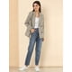 thumbnail image 3 of Chaqueta formal Allegra K para mujer Doble Botonadura Solapa con Muesca Trabajo A Cuadros Blanco Verde M, 3 of 6