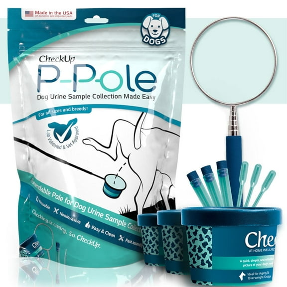 CheckUp P-Pole - Dog Urine Collection Pack - Telescopic Pole, Cups, Pipettes & Vials