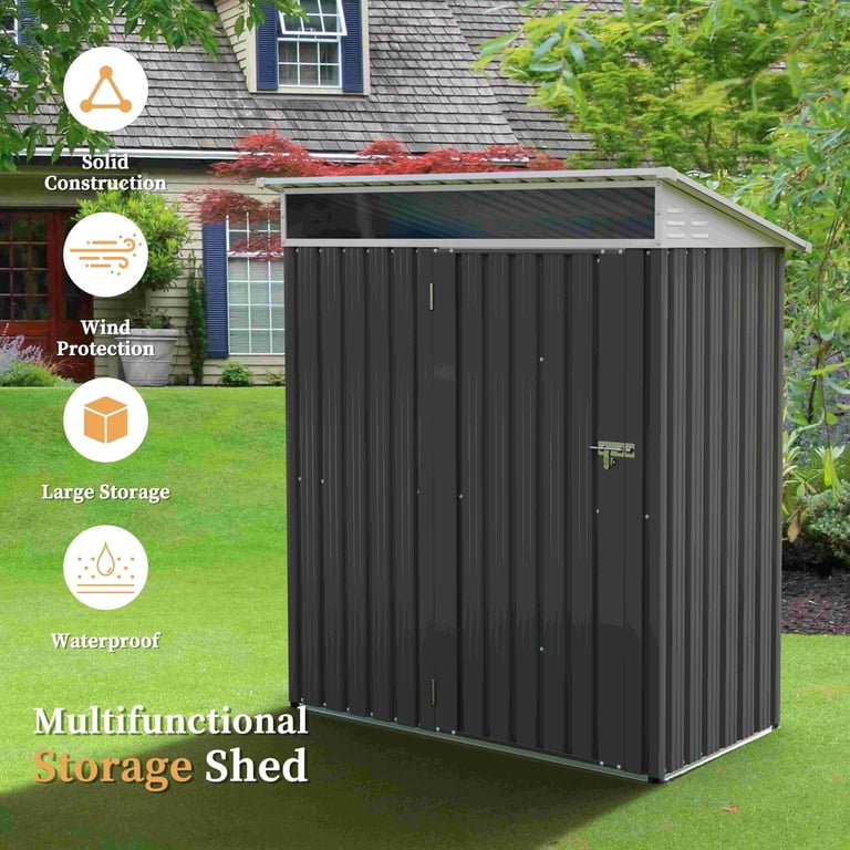 Sobaniilo 5x3x6FT Outdoor Steel Storage Shed, Lockable, Waterproof