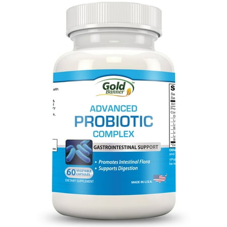 Digestion Immune System - Gold Banner Advanced Probiotic Complex - Promotes Intestinal Flora - 60 Once-Daily Vegetarian Capsules - Improves Immune System Function, Colon Health & Digestion - Made In USA