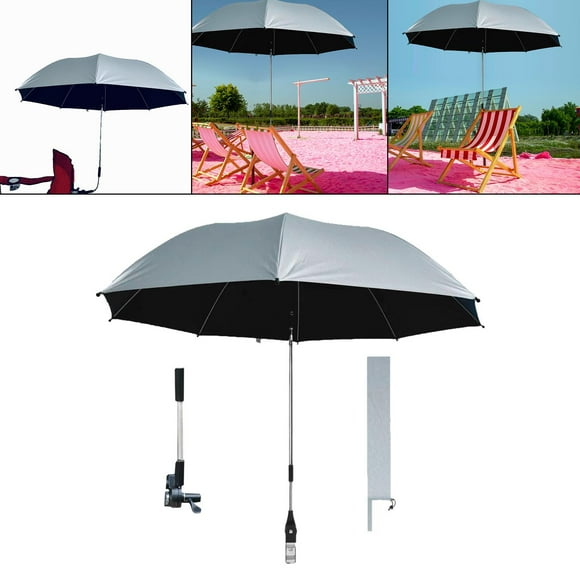 Colaxi 42" Beach Chair Umbrella with Clamp Patio Chair Parasol for Golf Carts Portable Lightweight 360 degree Adjustable Umbrella Silvery