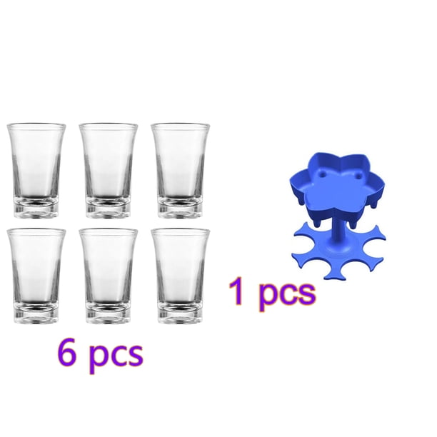 Copas de vino de fiesta de 6 piezas, vasos de acrílico para dispensador de vidrio, juegos para beber, soporte de cóctel, transparente Eigraketly HA001545-01B*1+HA002284-02B*1