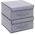thumbnail image 1 of Onlyeasy Foldable Storage Bins Cubes Boxes with Lid - Storage Box Cube Cubby Basket Closet Organizer Pack of 2 with Leather Handles for Closet Bedroom, 1 of 2