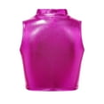 thumbnail image 2 of Nyeemya Kids Girls Shiny Metallic Vest Sleeveless Turtleneck Crop Top Gymnastic Cropped Shirts Ballet Dance Tops Rose Red 14, 2 of 5