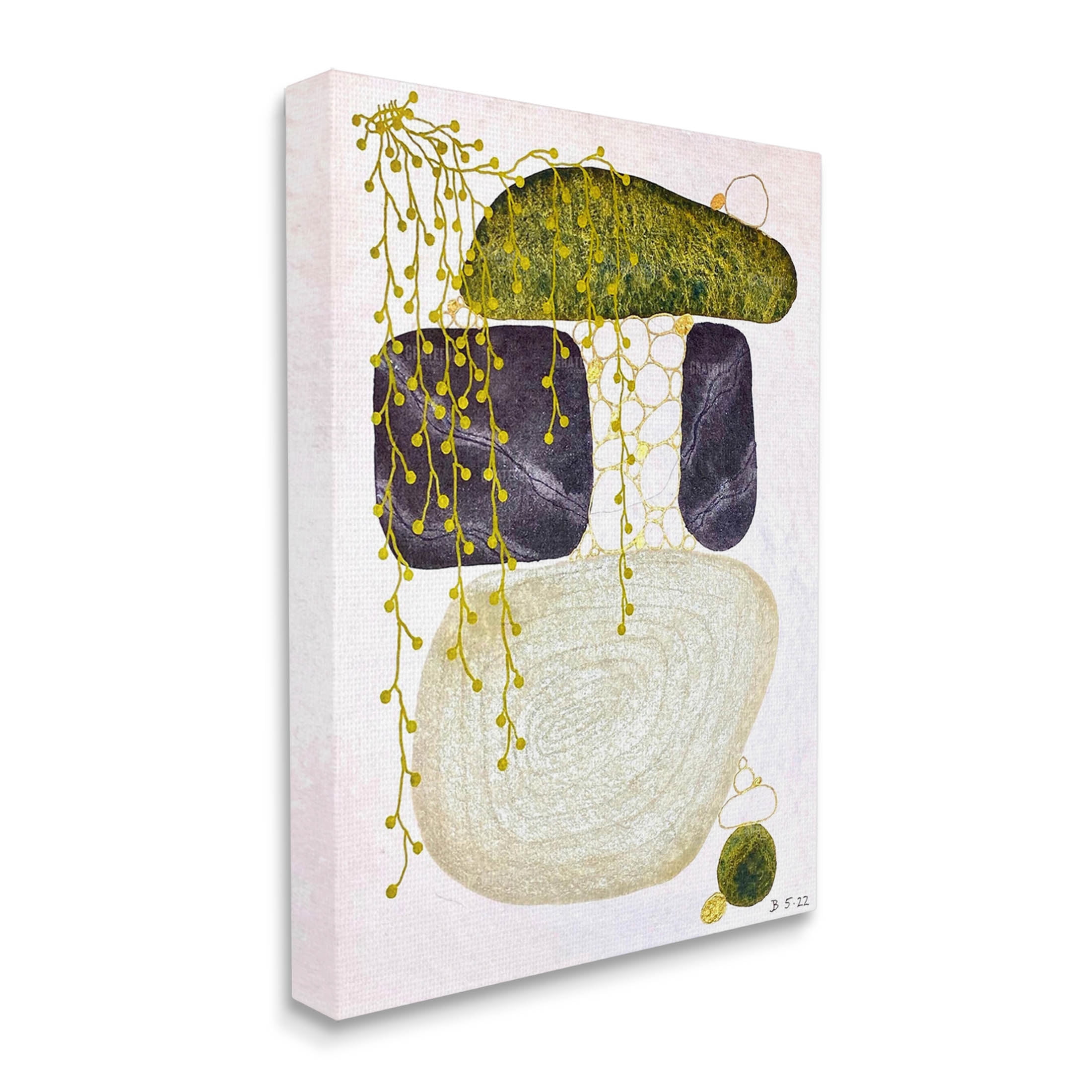 Botanical Mossy Rock Shapes Abstract Graphic Art Gallery Wrapped Canvas Print Wall Art