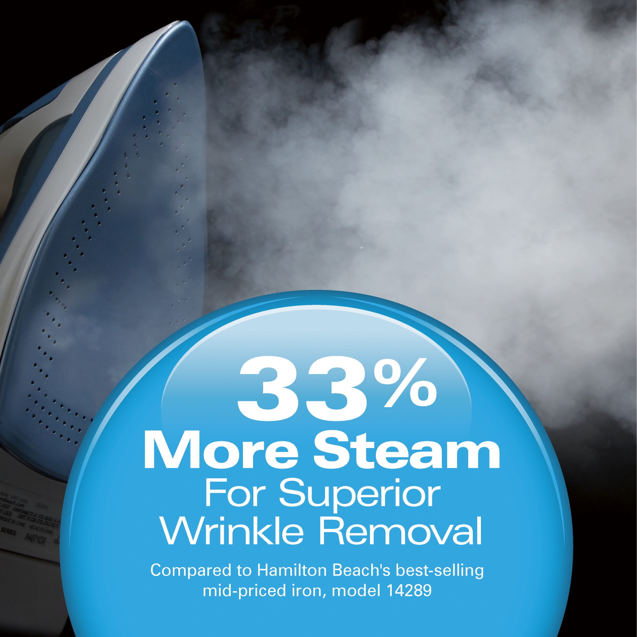 Hamilton Beach Durathon Clothing Iron, Steam Iron for Clothes with Durathon Nonstick Soleplate, White