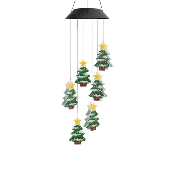 Outdoor Christmas Decorations Color-Changing LED Wind Chime with Light Sensor, 70 cm Christmas Tree Pendant for Garden Patio Yard