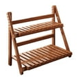 thumbnail image 1 of Estante de bambú para plantas, organizador de escritorio, estante de almacenamiento, escalera, estable, 2 niveles Marrón oscuro 30cm, 1 of 9