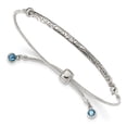 thumbnail image 1 of Sterling Silver Blue Swarovski Crystal Rd Bezel Adjustable Bracelet (Weight: 7.93 Grams, Length: Inches), 1 of 2