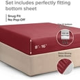 thumbnail image 4 of CGK Linens 400 Thread Count Single Fitted Sheet Only - King Size 100% Cotton Sateen Bottom Sheet, Fits Mattress Up To 16", Burgundy, 4 of 6