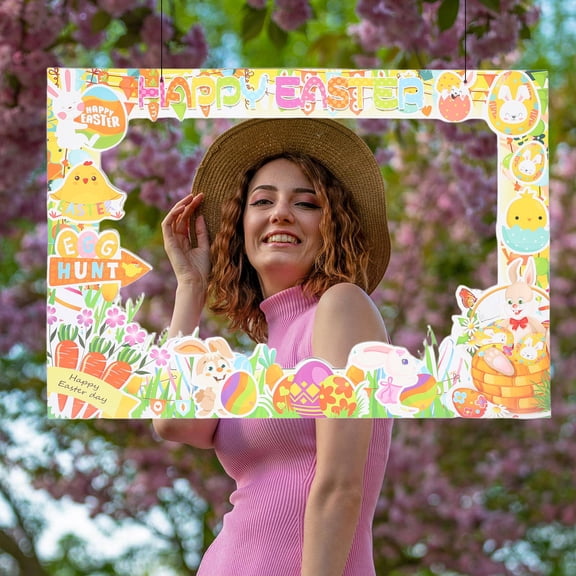 LOLIPPYY Easter Theme Photo Booth Props with Adorable Bunny and Chick for Party Decorations