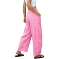 thumbnail image 4 of Admvng Women's Gingham Cropped Pants Drawstring Waist Pockets Casual Everyday Trousers, 4 of 5