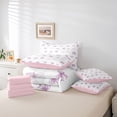 thumbnail image 4 of Erosebridal Princess Bow-Tie Bed in a Bag Full size, Plaid Bowknot Bed Set, Pink, Reversible 7 Pieces, 4 of 5