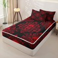 thumbnail image 2 of Homewish Bohemian Skull Zipper Queen Comforter Set with Fitted Sheet and 2 Pillowcases,Black Red Damask Zipper Bedding Set,Halloween Bed Set,Black Reversible,4pcs, 2 of 8