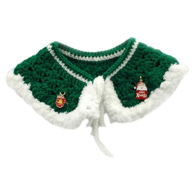 Adjustable Crochet Bib Collar for Cats, Handmade Knit Christmas Scarf Bandana Pet Accessories