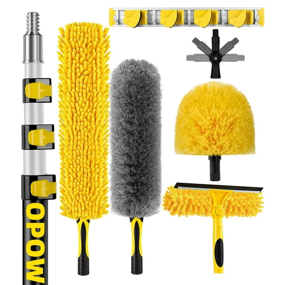 Kits de Dépoussiéreurs de Plafond de 25 Pieds avec Perche d'Extension Robuste de 5-18 Pieds, Dépoussiéreur Haute Portée pour Nettoyage, Dépoussiéreur en Microfibre, Dépoussiéreur en Toile d'Araignée, Dépoussiéreur de Ventilateur de Plafond, Raclette de Fenêtre et Nettoyeur