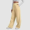 thumbnail image 3 of Ediodpoh Women’s Lined Sweatpants Wide Straight Leg Pants Bottom Sweatpants Joggers Pants Workout High Waisted Yoga Pants with Pockets S 3XL Pants for Women Khaki XXXL, 3 of 7