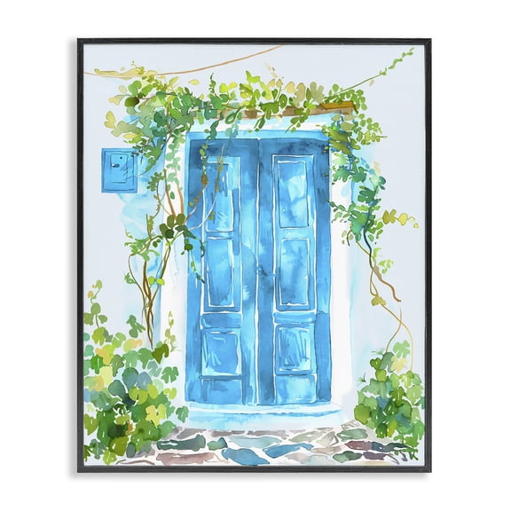 Stupell Industries Bohemian Blue Vine Covered Door Black Framed Giclee Art, 11 x 14, by Andrea Haase